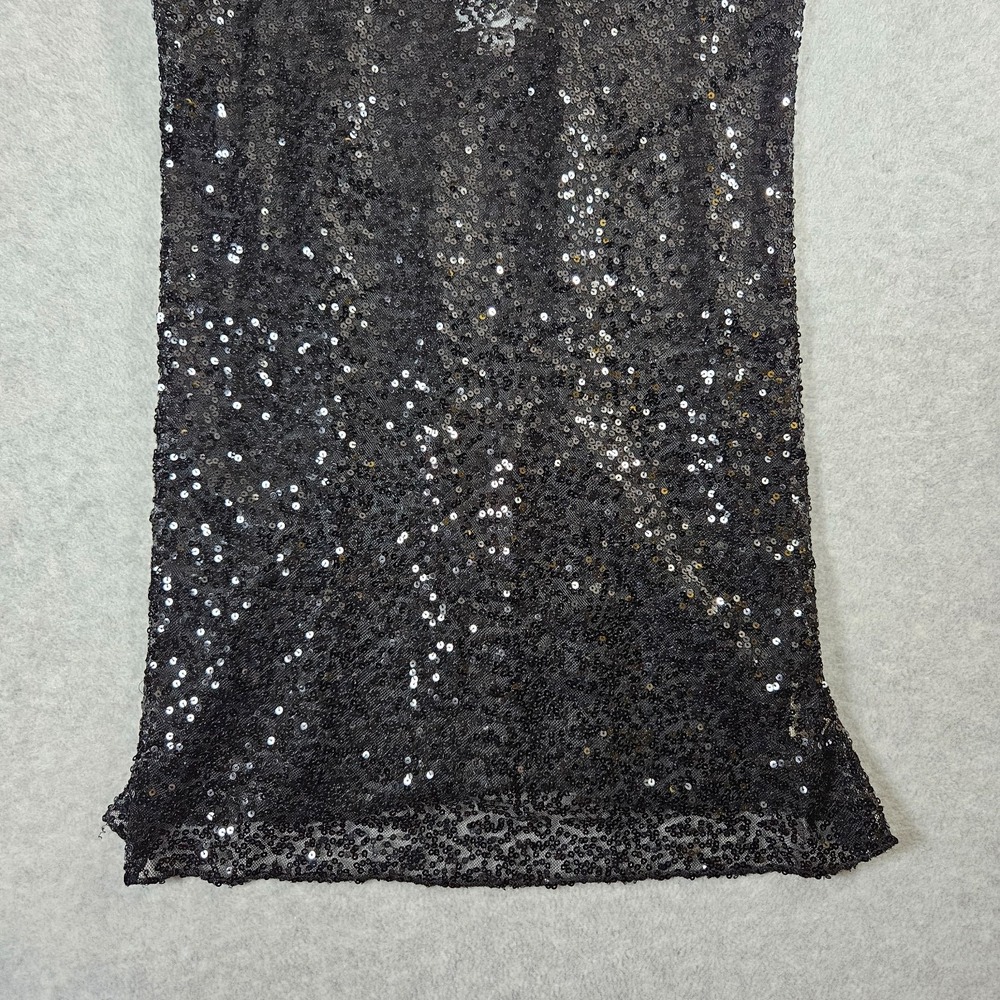 Intimately Free People Black Sheer Sequin Sexy Mini Sz M Cami Dress - Picture 4 of 12